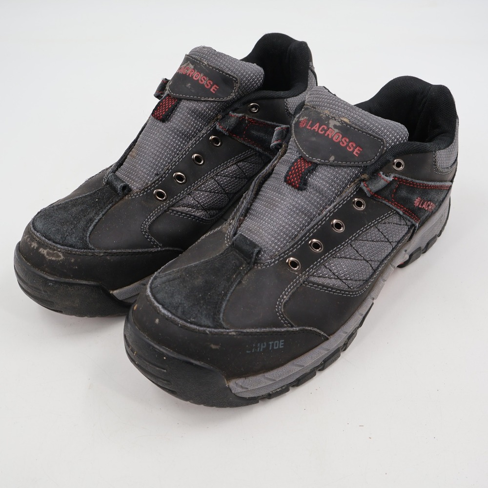 LaCrosse Quickness Work Shoes Mens 10.5 Black Red Composite Toe EH 436523